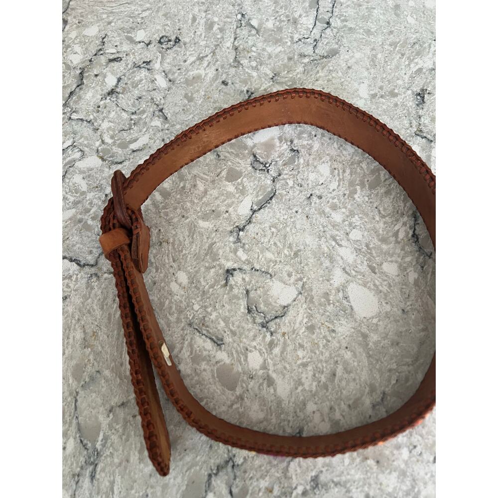 Vintage Boho Artsy Embroidered Genuine Leather Belt Multicolored Size 30 JL - Picture 6 of 8